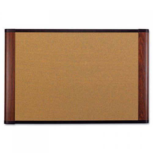 3M Cork Bulletin Board, 36 x 24, Aluminum Frame w/Mahogany Wood Grained Finish (C3624MY)
