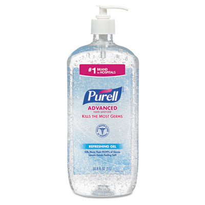 PURELL Advanced Hand Sanitizer Refreshing Gel, Clean Scent, 8 oz Pump Bottle, 12/Carton (965212CT)