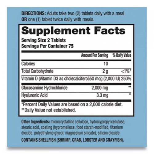 Schiff Glucosamine 2000 mg Plus Vitamin D3 Coated Tablet, 150 Count (97005EA)