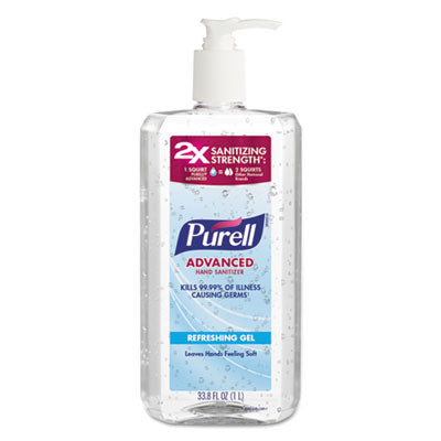 PURELL Advanced Hand Sanitizer Refreshing Gel, Clean Scent, 8 oz Pump Bottle, 12/Carton (965212CT)