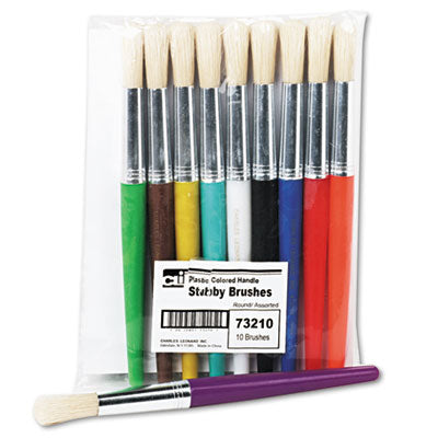 Charles Leonard Stubby Brush Set, Natural Bristle, Flat, 10/Set (73290)