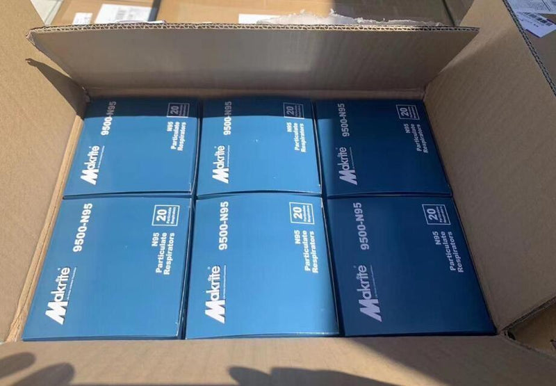 Makrite N95 9500 - 50 Boxes of 20 - MEDICAL USE - NIOSH - head elastic / Gerson-cup style -  $1 each - 50 boxes of 20 - Makrite