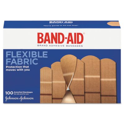 BAND-AID Flexible Fabric Adhesive Bandages, 1" x 3", 100/Box (4444)