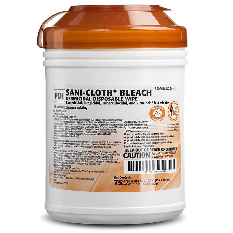 75 Sani-Cloth Bleach Germicidal Disposable Wipe - 1 canister of 75 wipes - on list N of the CDC confirmed COVID-19 killers