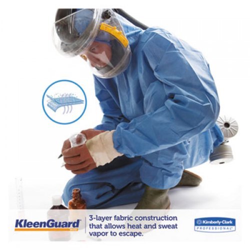 KleenGuard A60 Elastic-Cuff, Ankle & Back Coveralls, Blue, 2X-Large, 24/Case (45005)