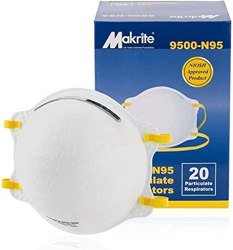 N95 - 9500 - MEDICAL USE - NIOSH - head elastic / Gerson-cup style -  $1.5 each - 50 boxes of 20 - FREE SHIPPING - Makrite