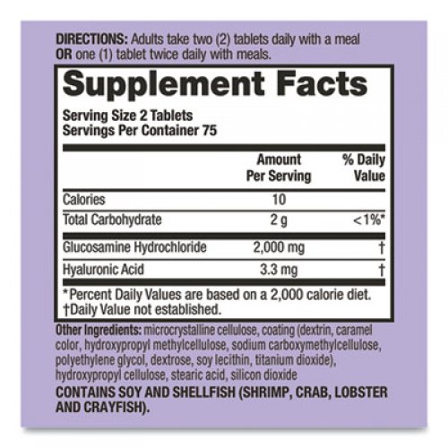 Schiff Glucosamine 2000 mg with Hyaluronic Acid Coated Tablet, 150 Tablets/Bottle (97006EA)