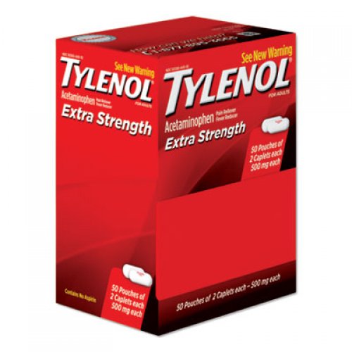 Tylenol Extra Strength Caplets, Two-Pack, 50 Packs/Box (44910)
