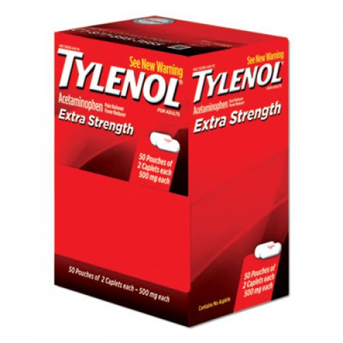 Tylenol Extra Strength Caplets, Two-Pack, 50 Packs/Box (44910)