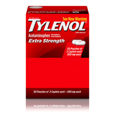 Tylenol Extra Strength Caplets, Two-Pack, 50 Packs/Box (44910)