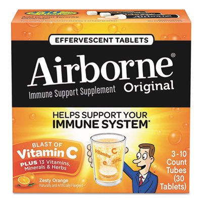 Airborne Immune Support Effervescent Tablet, Zesty Orange, 30 Count (10030)