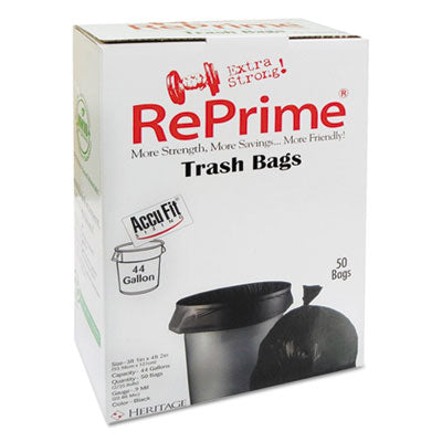 AccuFit Can Liners, Prime Resin, 37 x 50, 1.3 mils, Black, 100/Carton (H7450PKR01)