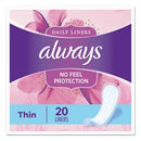 Always Thin Daily Panty Liners, Regular, 20/Pack, 24 Packs/Carton (08279)